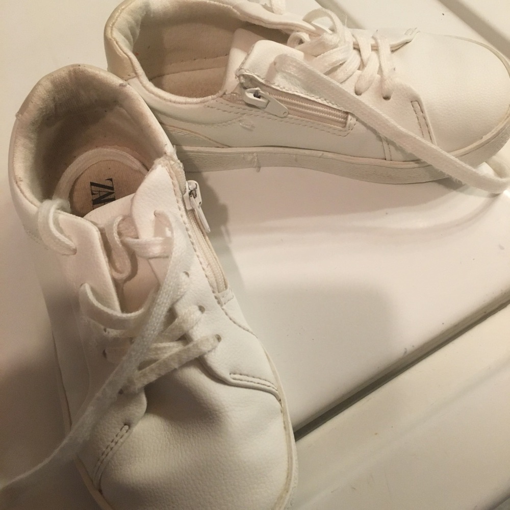 Zara Kids White Sneakers with Side Zipper